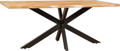 Sfeerwonen Enzo - Eettafel Rechthoek - 200 x 100 cm - Mangohout Naturel - Live Edge Natuurlijke Rand Boomstam 5 cm - Metalen Matrix Poot
