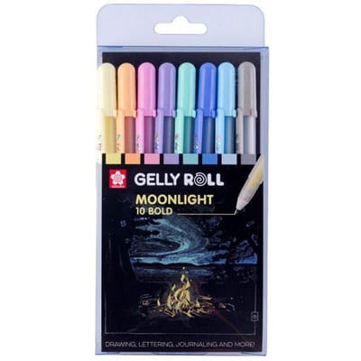 Gelpennen - Pastelkleuren - Etui met 8 pennen - Medium punt - Sakura - Gelly Roll grijs