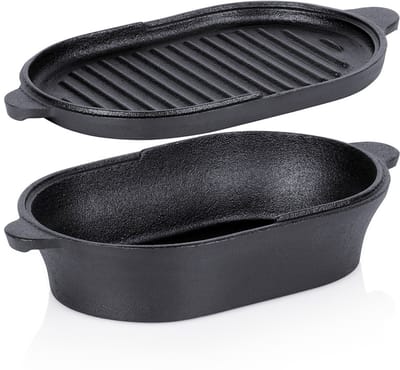 Braadslede Gietijzeren met Deksel 2W1 CAST LINE 28x16 cm, 1,2 l - Ovenschaal - Braadpan
