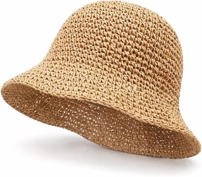 VHV - Strohoed - Dames zonnehoed - 50-55cmOpvouwbaar voor strand, reizen en outdoor - Bruin