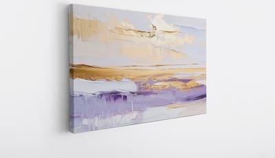 Saammp Canvas Schilderij - Paars Goud - Abstracte Stijl - 45x30 - Foto op canvas - Wanddecoratie - Muurdecoratie Woonkamer - Slaapkamer decoratie - Canvas Print