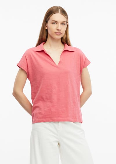 Mouwloos polo in flammé jersey casual pasvorm dames s.Oliver