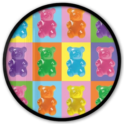 Poster in lijst Rond - Fotolijst 40x40 cm - Posters - Art- Snoep - Kleurrijk - Ronde posterlijst zwart - Decoratie - Wanddecoratie woonkamer - Muurdecoratie slaapkamer