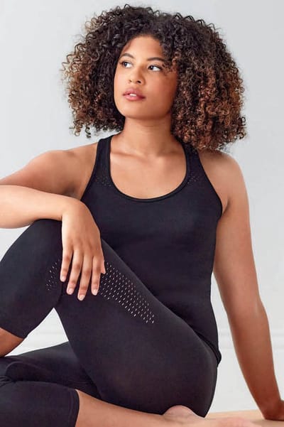 Pretty Polly Racerback Shirt - Active Wear - Zacht - Naadloos - Ademend - Gerecycled Garen - Yoga - Pilates - S/M - Zwart