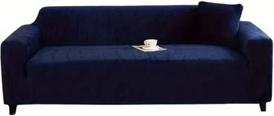 Livano Bankhoes - Bankbeschermer - Stretch - Sofa Cover - Pluche - Marineblauw - Enkel