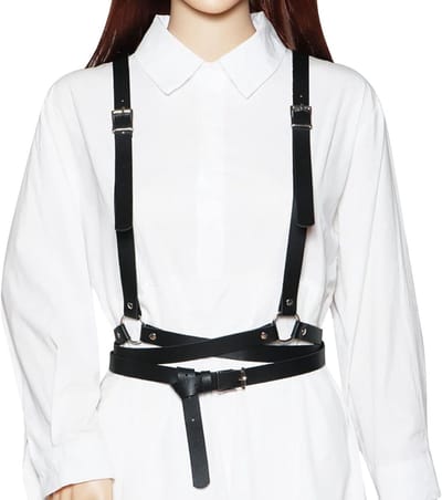 Verstelbare leren tailleband voor vrouwen met gothic stijl, PU borstketting en body sieraden voor cosplay en Halloween kostuums