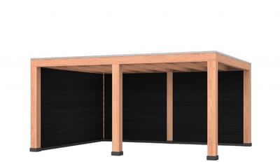 Douglas overkapping, 500 x 400, met achterwand en zijwand, Westwood Modern Basic zwart
