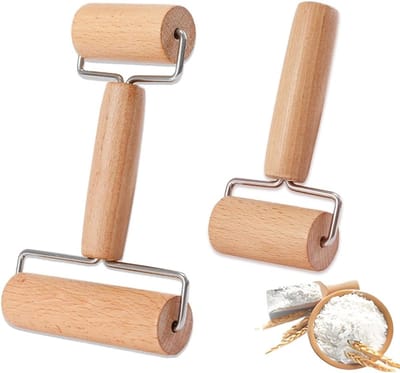 Kleine Houten Deegroller Set - Perfect voor Pizza, Taart en Koekjes met Glad Houten Handvat en Deegschraper