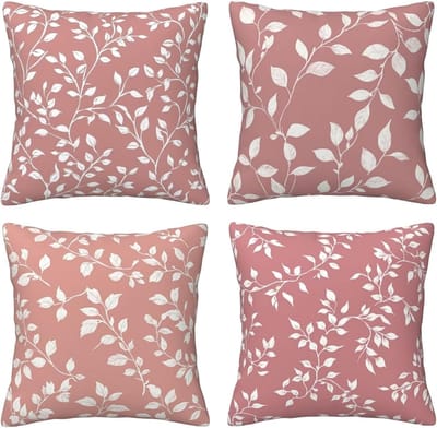 Kussenhoezen, sierkussenhoezen, roze print, 65 x 65 cm, behaaglijk, kussenhoes met onzichtbare ritssluiting, zacht, wollig, bankkussen, wasbaar, voor terras, tuin, bank en woonkamer, bank