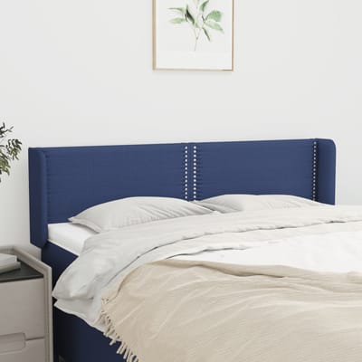 vidaXL - Hoofdbord - met - randen - 147x16x78/88 - cm - stof - blauw