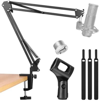 Microfoonstandaard met giekarm voor podcasting en gaming, verstelbare ophangboom