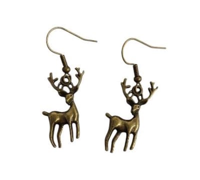 Kerst Oorbellen - Oorhangers - Hert Bronskleurig - 1 paar