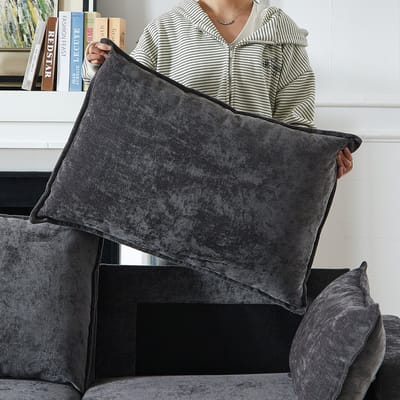 MIVRAY U-bank 289,6 x 141 x 87,6 cm - Modulaire Slaapbank Met Opbergruimte En Flexibele L- Of U-Opstelling - Woonkamer - Chenille Grijs