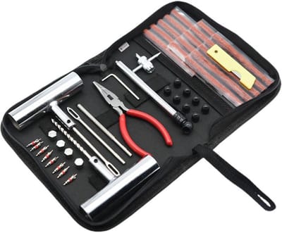 Bandenreparatieset Auto & Motor – Tubeless Banden Reparatie Kit – Complete Set met Pluggen, Gereedschap & Opbergtas – Noodreparatie Autoband