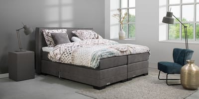 Boxspring 140x200 - Caresse 3800 - Elektrisch - Meegestoffeerde Pocket Matrassen - Incl. 730 HR Topper - Orleans D Grey D7