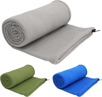 Fleece Slaapzak Liner - Reisdeken Kampeerdeken - Extra Warmte Geven - Ademend Polaire Fleece - 190x80 cm - Grijs