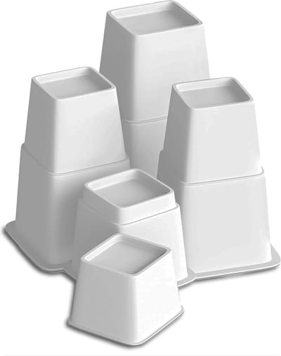 Meubelverhogers - Set van 8 hoogwaardige verstelbare 8, 13 en 21 cm meubelverhogers - 4 hoog en 4 kort - Wit - sterke ruimtebesparende verhoger - bedverhoger, tafelverhoger, stoelverhoger, bankverhoger Verstelbaar: 8, 13 en 21 cm