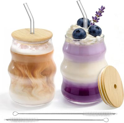 Ribbelige drinkglazen set van 2 - Perfect voor water, sap en cocktails in stijl