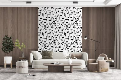 Behang - Fotobehang Muziek - Patronen - Zwart Wit - Breedte 165 cm x hoogte 220 cm