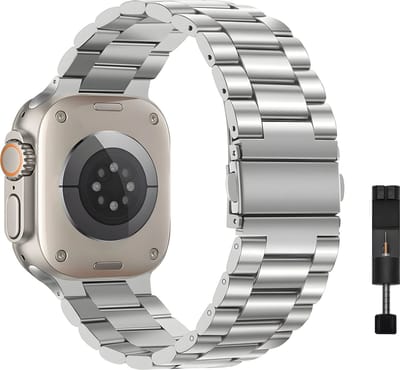 Innerlight® Metal - Zilver - 38mm / 40mm / 41mm - Metalen bandje geschikt voor Apple Watch - Stainless Steel Watch Band - Geschikt als Apple watch bandje voor Series 1/2/3/4/5/6/SE/7/8/9/10