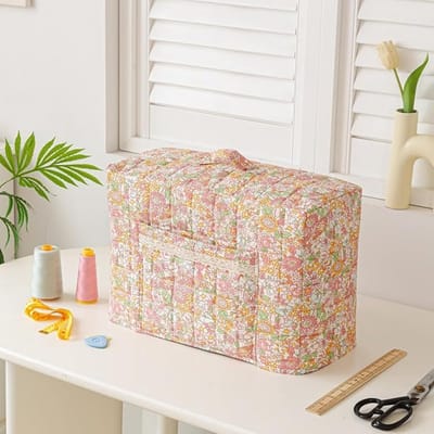 Naaimachinehoes - Beschermhoes Machine - Naaiwerk Organiseren - Met kant afgezet zak - 43x24x35 cm - Bloemenpatroon