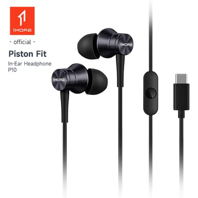 1MORE P10 Piston-Fit USB-C-hoofdtelefoon in-ear oortelefoon met microfoon Geluidsisolatie en bedieningsknop Duurzame bedrade oordopjes P10-BLACK
