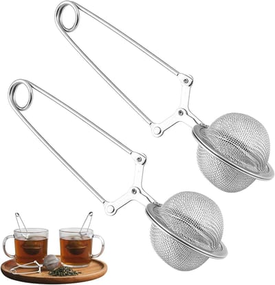 Set van 2 RVS Thee Infusers met Tangen voor Losse Thee, Kruiden en Specerijen - Perfect voor Thee Liefhebbers