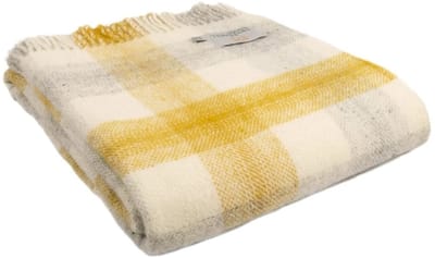 Plaid Meadow Check Geel - 150x183 - Nieuw Wol - Tweedmill UK