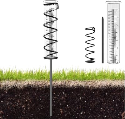 Nauwkeurige regenmeter voor de tuin, weerstation voor buitengebruik, glazen regenmeter met grondpen en schaal voor landschap en tuinaccessoires