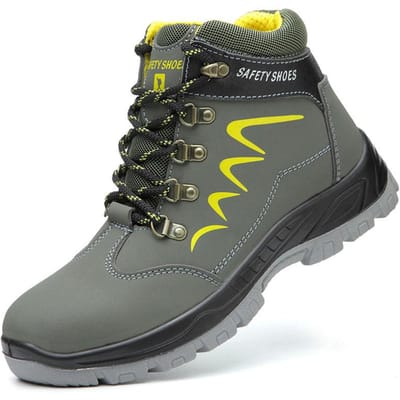 Bottes de sécurité pour travaux de construction Homme Hautes Montantes Embout Acier Chaussures de sécurité Anti-écrasement Anti-perforation Chaussures de travail Antidérapantes en Caoutchouc 40 vert