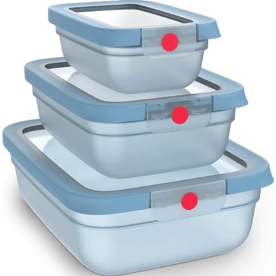 Tefal oneClick N1230210 vershoudbakje 3-delige set blauw (0 5L/1 2L/2 3L)