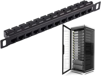 Patchpaneel 12 Poorten - Kabel Organizer - Netwerk Organisatie - Unshielded Kabelbeheer - 1004 Inch - Zwart
