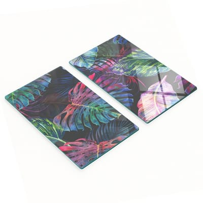 Stijlvolle en duurzame glazen borden met jungle- en bladerenprint, 2x30x52 cm