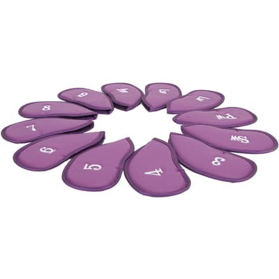 12 Delige Golf IJzeren Covers Set met Nummers Zachte Beschermende Golf Head Cover Beschermende Headcover voor Baanoefening Paars paars