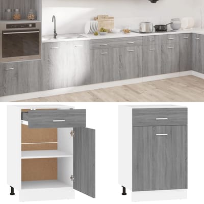 vidaXL - Onderkast - met - lade - Lyon - 50x46x81,5 - cm - bewerkt - hout - grijs - sonoma