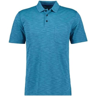 Ragman Polo Soft Knit Fine Stripe Flame Design Water Blue / male