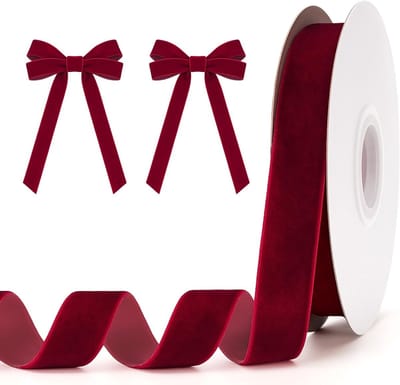 Donkerrode Fluwelen Lint van 20mm voor Cadeauverpakking, 10m - Perfect voor Kerstdecoratie, Haaraccessoires en Strik Maken