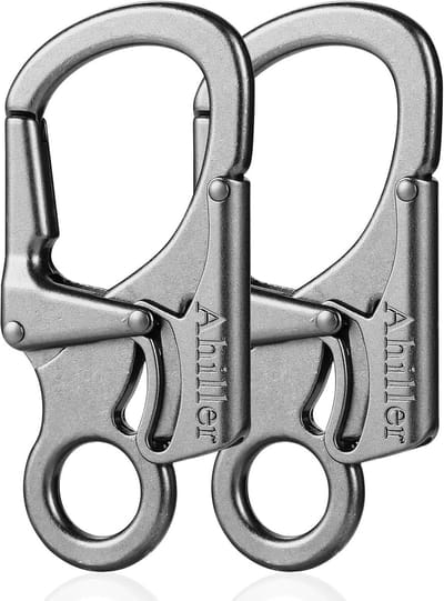 Karabiner Sleutelclip - Sleutelhanger clip - Outdoor gebruik - Dubbele vergrendeling - 79 cm - Gunmetaal