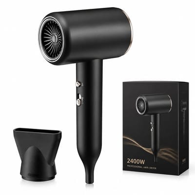 Haardroger - 2400 W - constante temperatuur met koude en warme lucht - vaste handgreep met concentratormondstuk - zwart