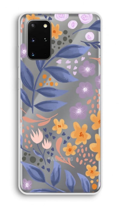 Case Company® - Hoesje geschikt voor Samsung Galaxy S20 Plus hoesje - Flowers with blue leaves - Soft Cover Telefoonhoesje - Bescherming aan alle Kanten en Schermrand