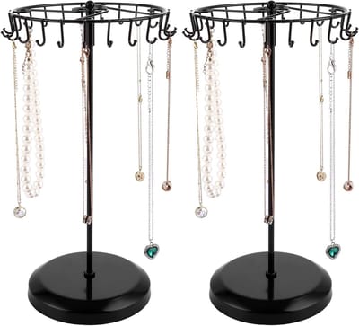 Zwarte Sieradenstandaard met 23 Haken - 2 Stuks - Ideaal voor Kettingen, Armbanden, Ringen en Oorbellen - 21 x 36 cm Sieraden Organizer
