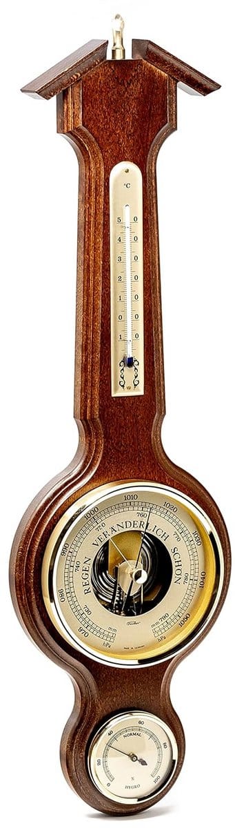 Weerstation Hout - Barometer Hygrometer Thermometer - Binnenklimaat Monitoren - Echt Houten Behuizing - 555 cm Hoog - Notenhout