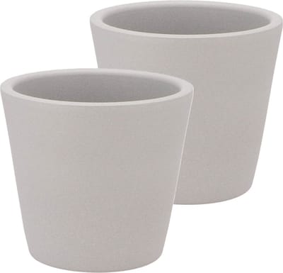 DK Design Bloempot/plantenpot - 2x - Vinci - lichtgrijs mat - voor kamerplant - D13 x H15 cm
