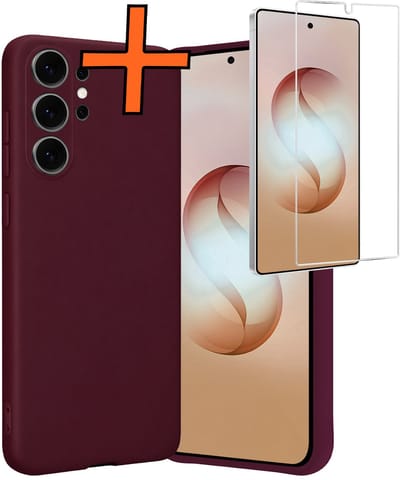 Hoes - Met Screenprotector - Geschikt voor Samsung Galaxy S26 Ultra - Sterk & Shockproof - Back Cover - Siliconen Case - Telefoon Hoes - Aubergine