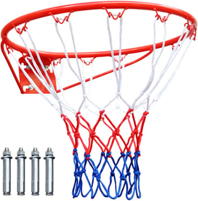 Wanddeur Basketbalring 45,72x 45,72cm Basketbalring Vervanging Rood Ijzer Heavy Duty Flex Doel Met Net Geschikt Voor Binnen Buiten Gebruik