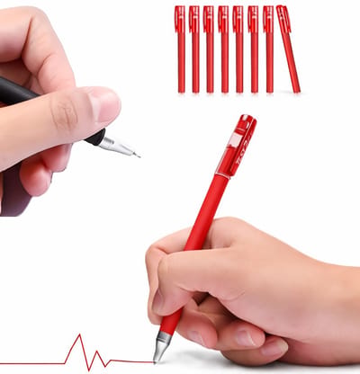 GP380 Gelpen Rood – Set van 12 – 0.5mm Fijne Punt – Frosted Rode Behuizing – Premium Rollerball Pen voor School, Kantoor & Examens