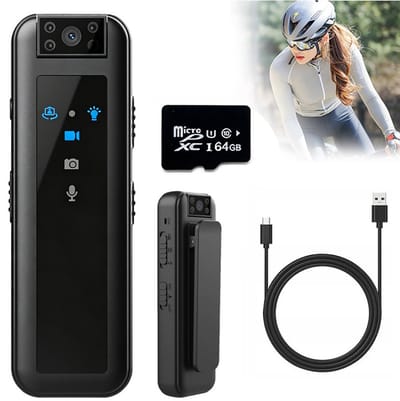 CS07 HD-camera - Mini HD-camera - Handheld clipcamera - 1080p - Draagbare camera - Recorder - Actiecamera - Audio-/videorecorder - 64GB geheugen - Zwart