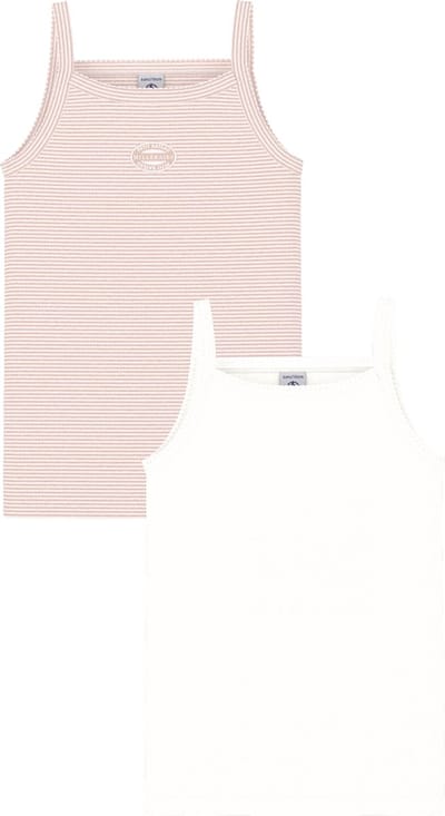 Petit Bateau Setje met 2 katoenen hemdjes voor kinderen Meisjes Onderhemd - Roze/Wit + Wit