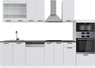 Vicco Fame-Line Complete keukeneenheid – 300 cm met hoge kast, WB Antraciet Wit landhuis/wit
