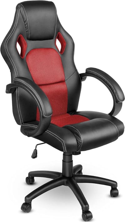 DailySupplies® Ergonomische Bureaustoel - Bureaustoelen voor Volwassenen en Kinderen - Gaming Stoel - Chair - Zwart-Rood